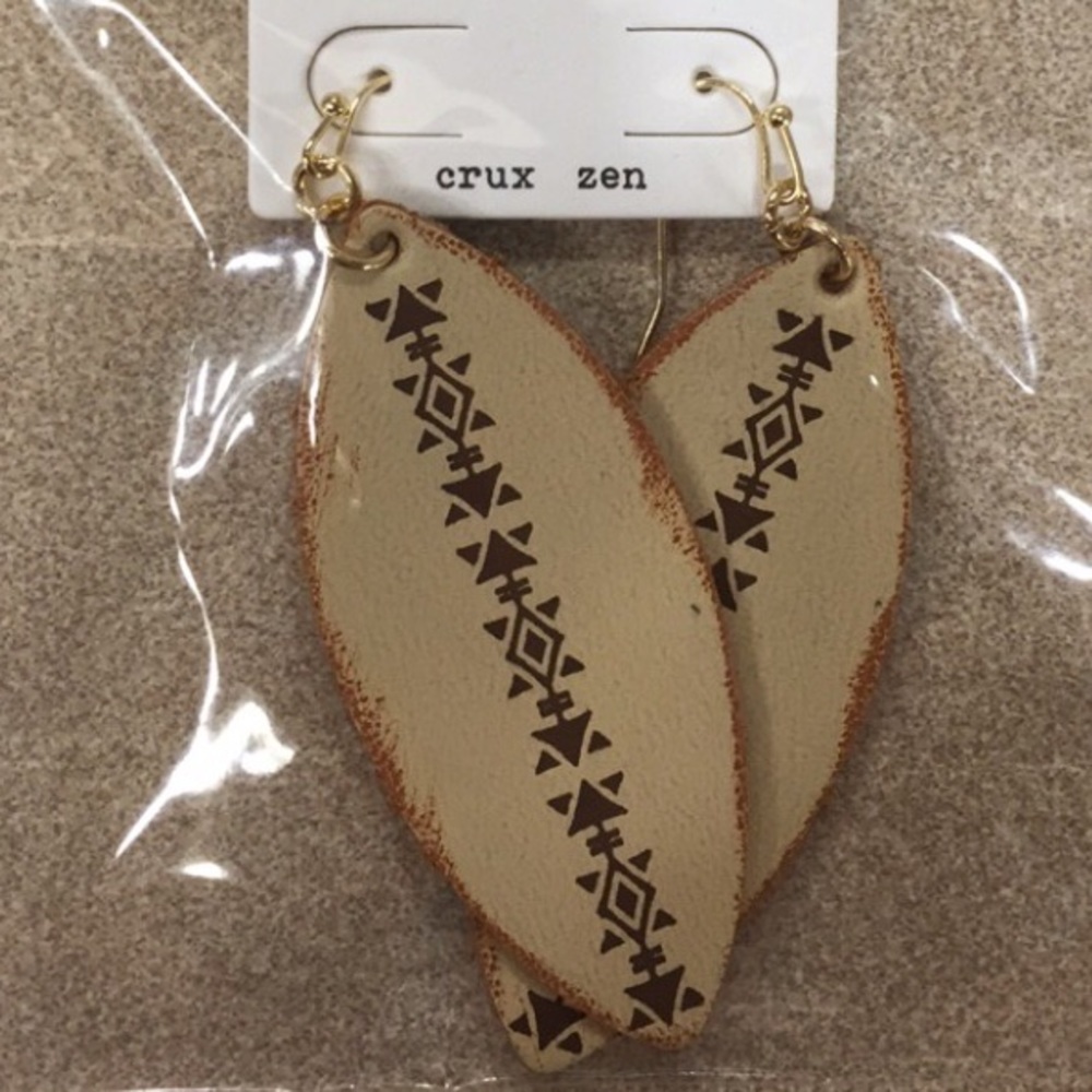 Leather Tribal Print Earrings